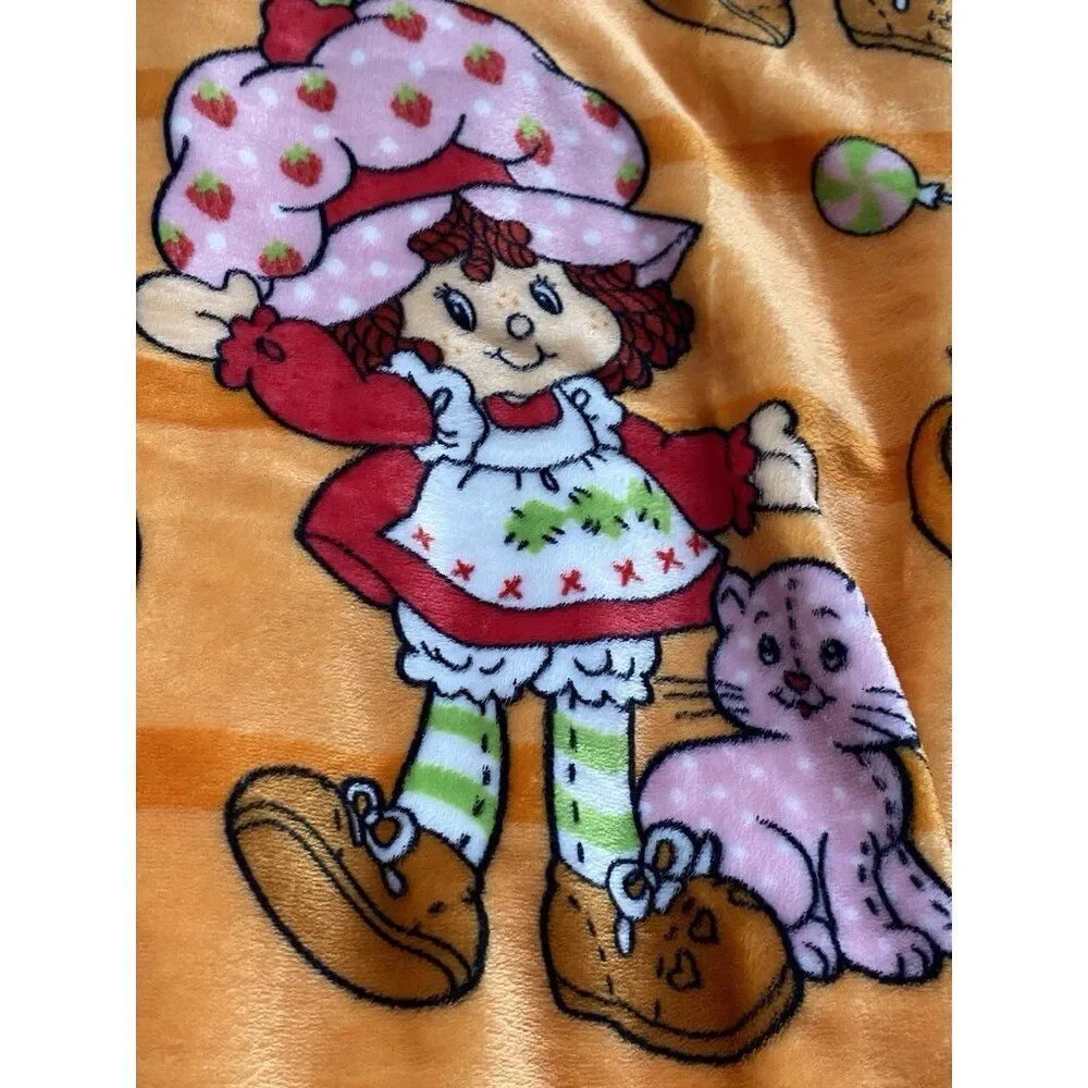 Strawberry Shortcake Orange Halloween Pumpkin Plush Throw Blanket‎ 50 X 70” NEW